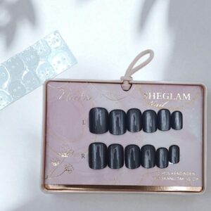 Ногти накладные кошачий глаз Sheglam Nail короткий квадрат арт.tr2231 черные