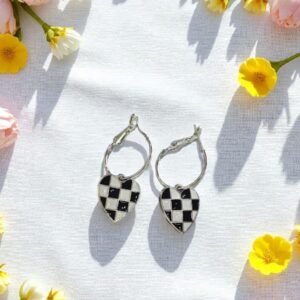 Серьги Сердце шахматное арт.tr2081