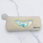 Пенал мех перламутровое сердце с крыльями Pick me арт.t211 светло-желтый