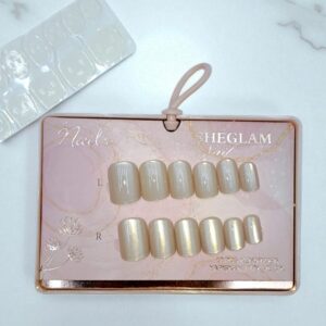 Ногти накладные кошачий глаз Sheglam Nail короткий квадрат арт.tr2238 льняные