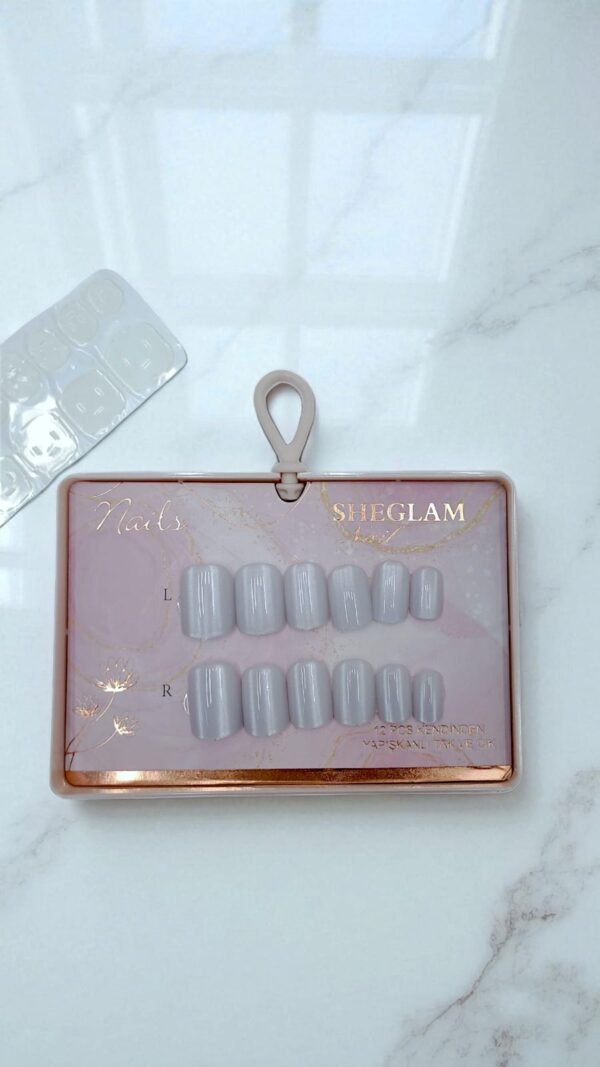 Ногти накладные кошачий глаз Sheglam Nail короткий квадрат арт.tr2241 белые