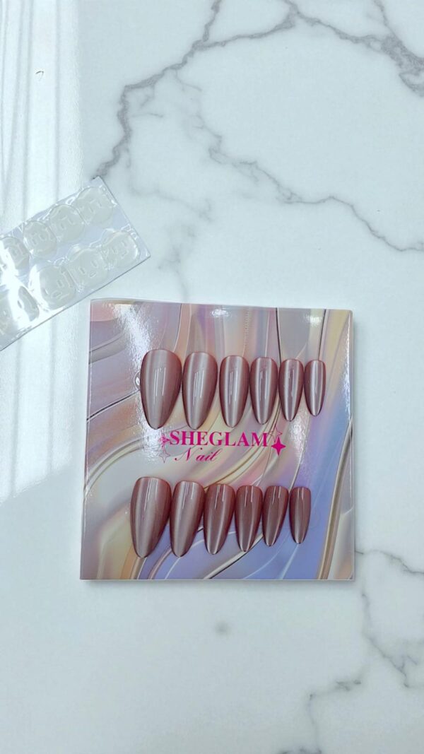 Ногти накладные кошачий глаз Sheglam Nail миндаль арт.tr2223 красно-коричневые