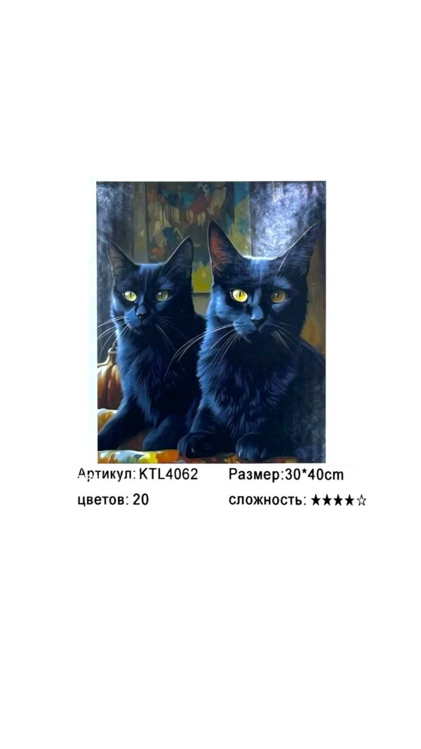 Рисование по номерам 30*40см арт.ktl4062 Черные кошки