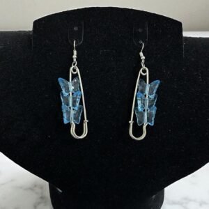 Серьги декоративная булавка с бабочками арт.tr2370 голубые