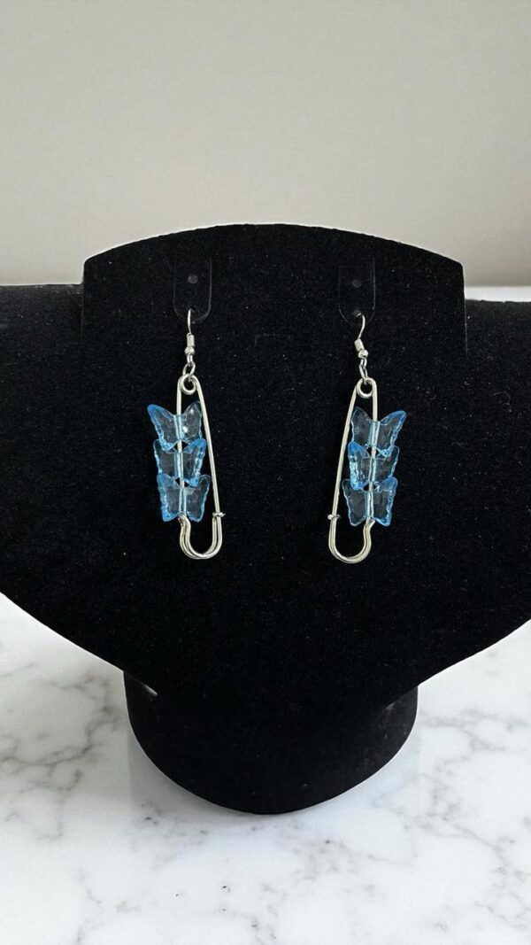 Серьги декоративная булавка с бабочками арт.tr2370 голубые
