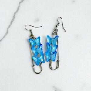Серьги декоративная булавка с бабочками арт.tr2370 голубые