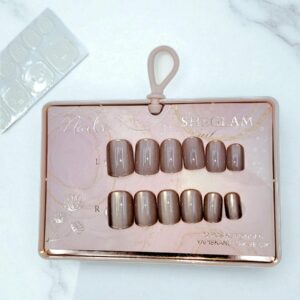Ногти накладные кошачий глаз Sheglam Nail короткий квадрат арт.tr2233 коричневые