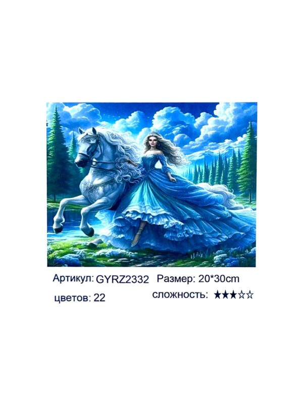 Алмазная мозайка 20*30см арт.gyrz2332 Девушка и белый конь