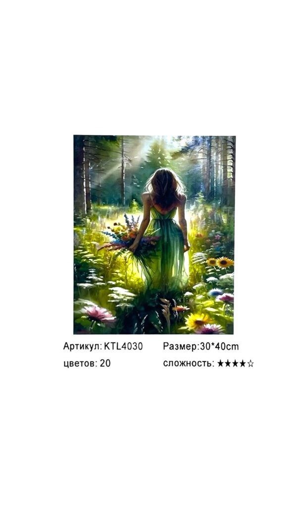 Рисование по номерам 30*40см арт.ktl4030 Девушка в лесу