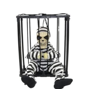 Клетка Хэллоуин на батарейках 28*23см арт.tr3058 скелет в косынке