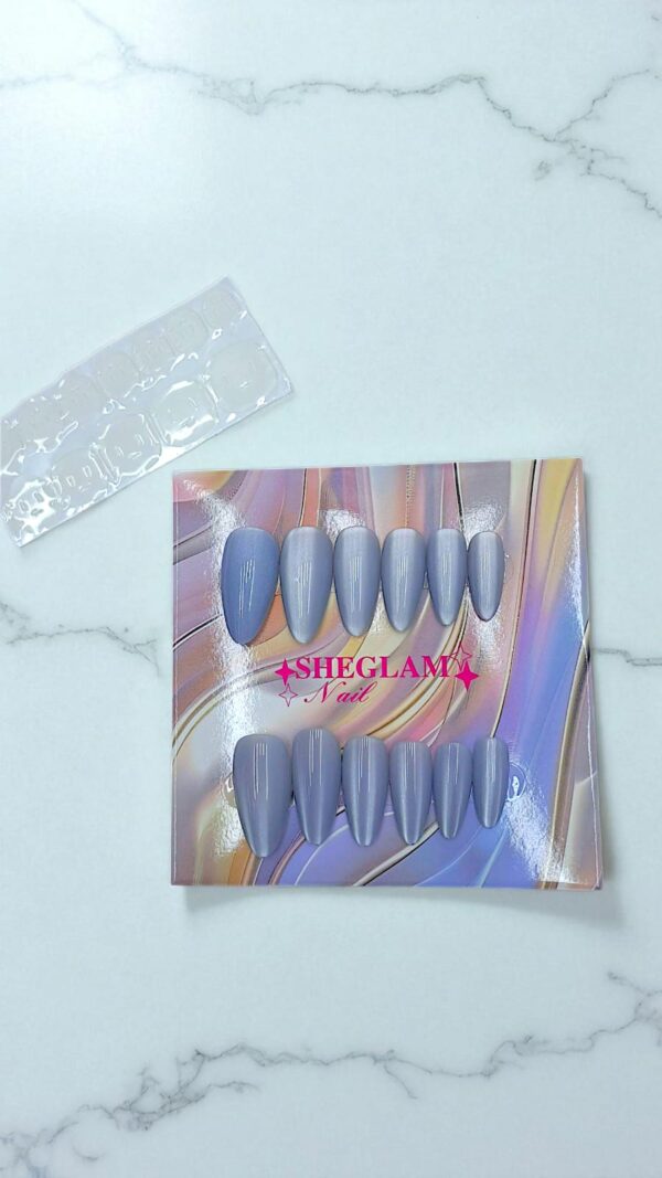 Ногти накладные кошачий глаз Sheglam Nail миндаль арт.tr2220 серо-голубые