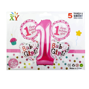 Шары фольга набор 1 first Birthday Girl уп 5шт арт.xy-101-1