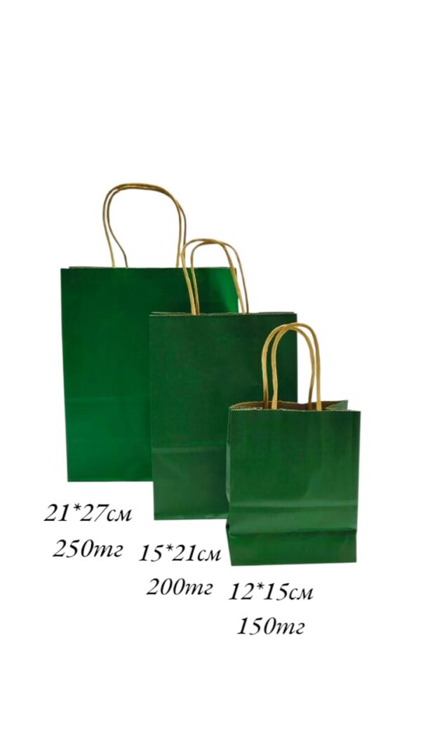 Пакет подарочный крафт 12*15см арт.pk15 темно-зеленый