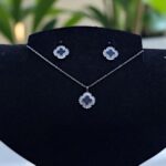 Набор титан 2в1 цепочка+серьги под Ван Клиф со стразами арт.tr2075 серебро