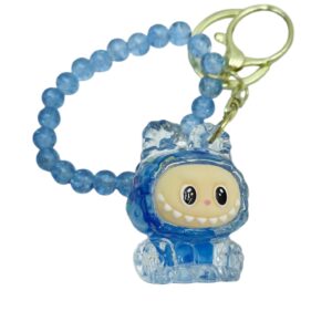 Брелок шейкер Лабубу с бусами 4,5см арт.tr1879 синий
