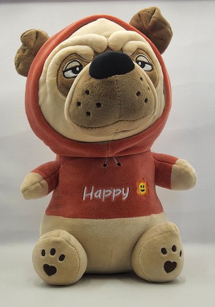 Мягкая игрушка Мопс в капюшоне 25см арт.M15 красный Мягкая игрушка Мопс в капюшоне 25см арт.M15 красный