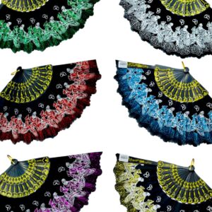 Веер черный с узорами 22см арт.250510-7 ассорти