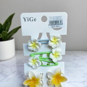 Набор заколки+резинки для волос гавайский цветок арт.tr1551 белый