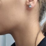 Серьги гвоздики Зайка арт.tr1940 бело-зеленый