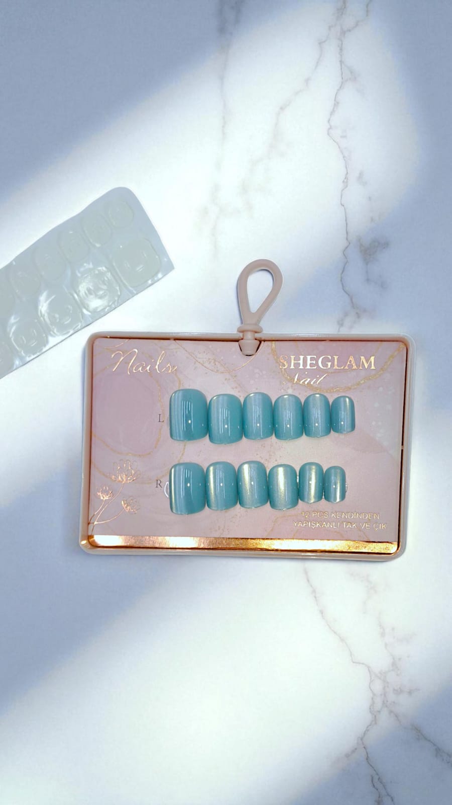 Ногти накладные кошачий глаз Sheglam Nail короткий квадрат арт.tr2237 бирюзовые Ногти накладные кошачий глаз Sheglam Nail короткий квадрат арт.tr2237 бирюзовые