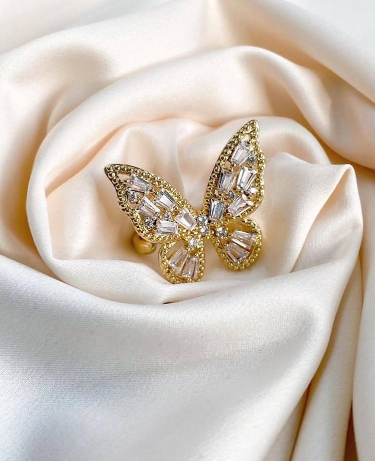 Кольцо бабочка стразы золото арт.tr1428 Кольцо бабочка стразы золото арт.tr1428