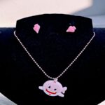 Набор детские сережки ракушки+кулон акуленок арт.tr1957 розовый
