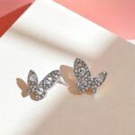 Серьги гвоздики Бабочки со стразами арт.tr1933 серебро
