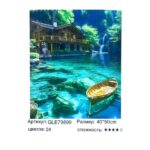 Алмазная мозайка 40*50см арт.gle79899 Домик у озера с лодкой