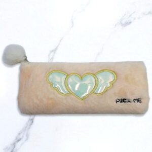 Пенал мех перламутровое сердце с крыльями Pick me арт.t211 светло-персиковый