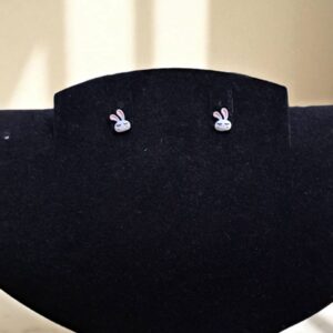 Серьги гвоздики Зайка арт.tr2084 бело-розовый