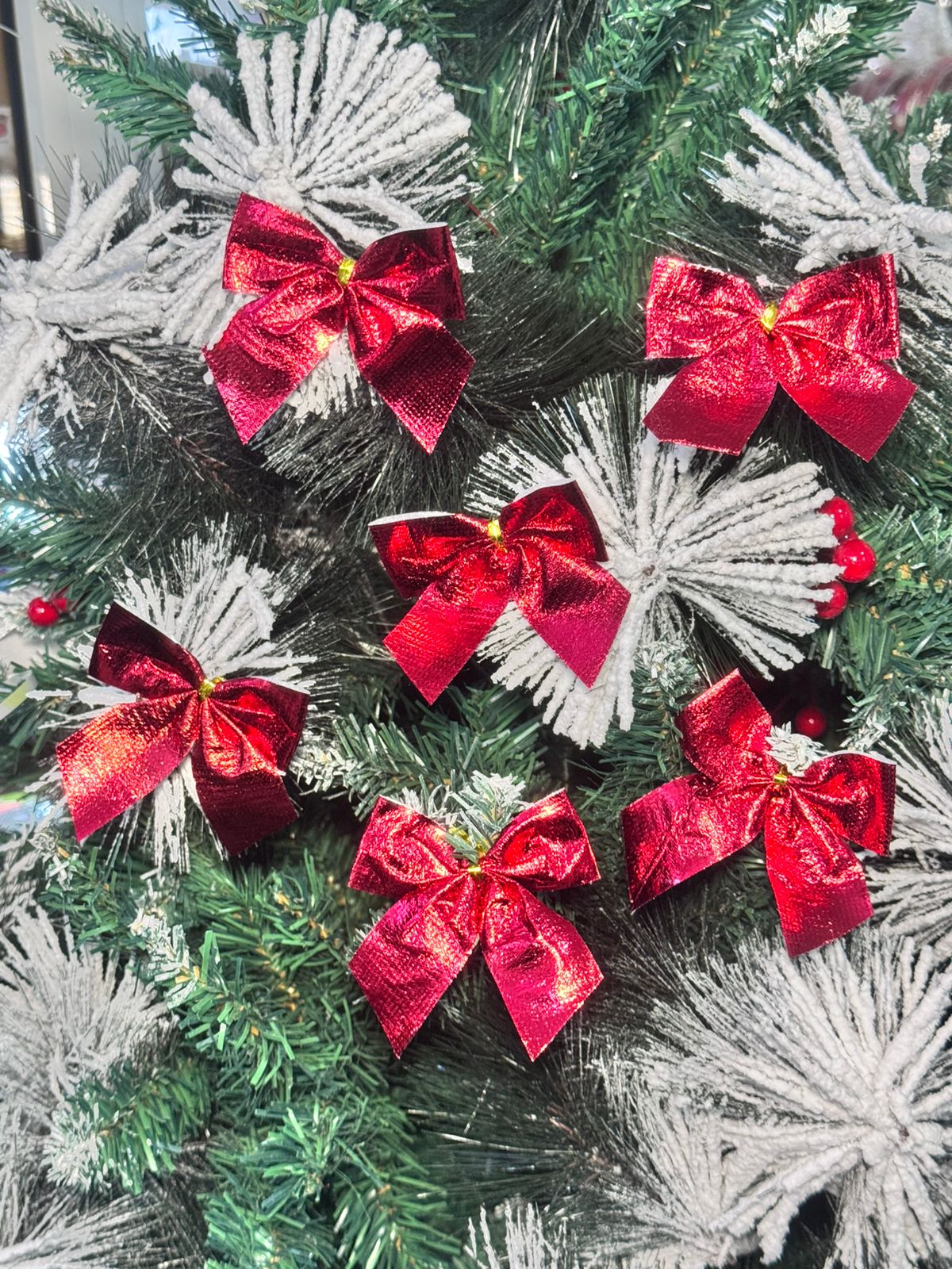 Бантики новогодние 6шт красные арт.6372-25 Бантики новогодние 6шт красные арт.6372-25