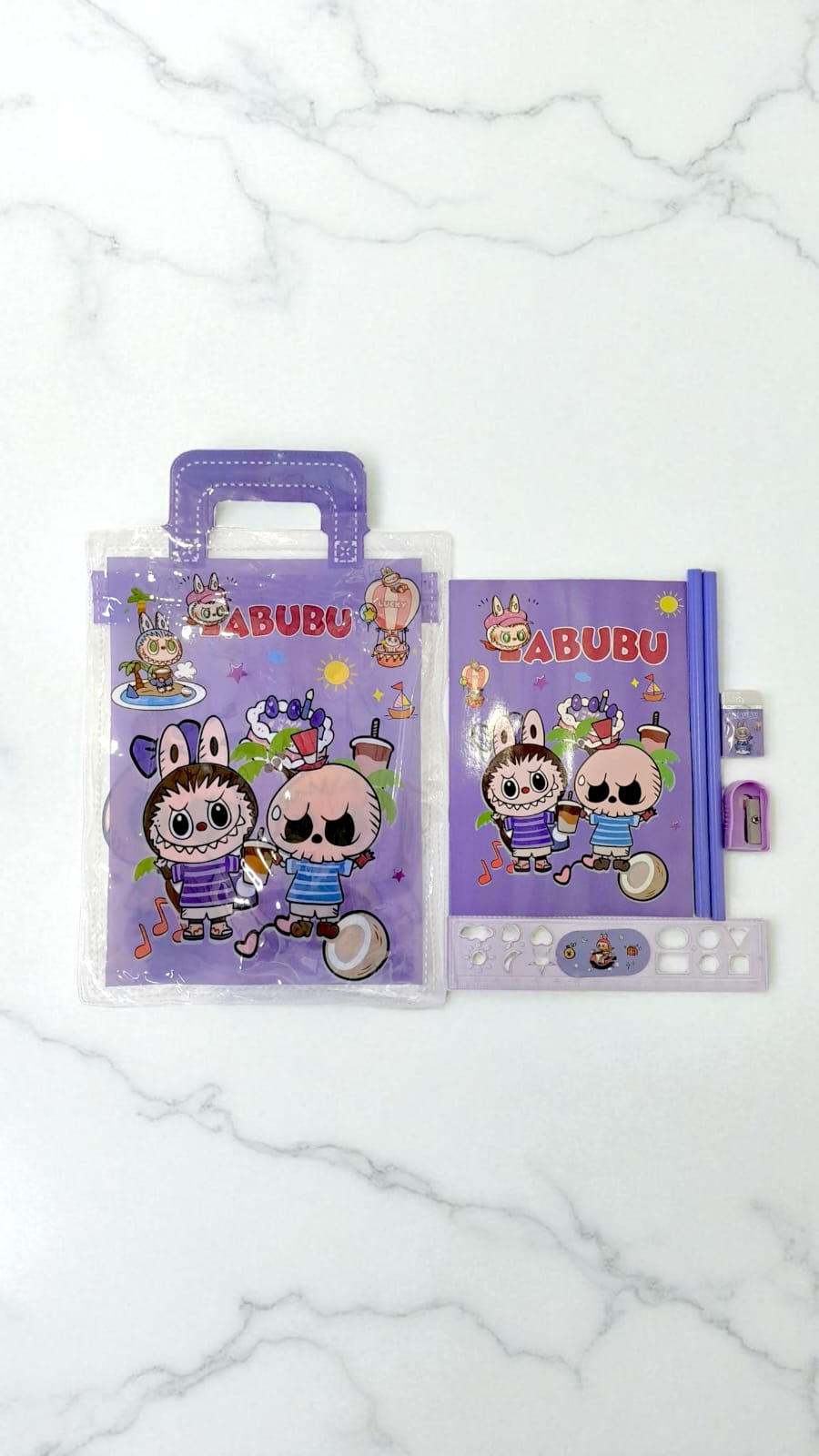 Канцелярский набор 5в1 в пакете арт.8801 фиолетовый Канцелярский набор 5в1 в пакете арт.8801 фиолетовый