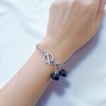 Браслет с подеской черной вишни артtr2158 серебро