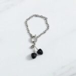 Браслет с подеской черной вишни артtr2158 серебро