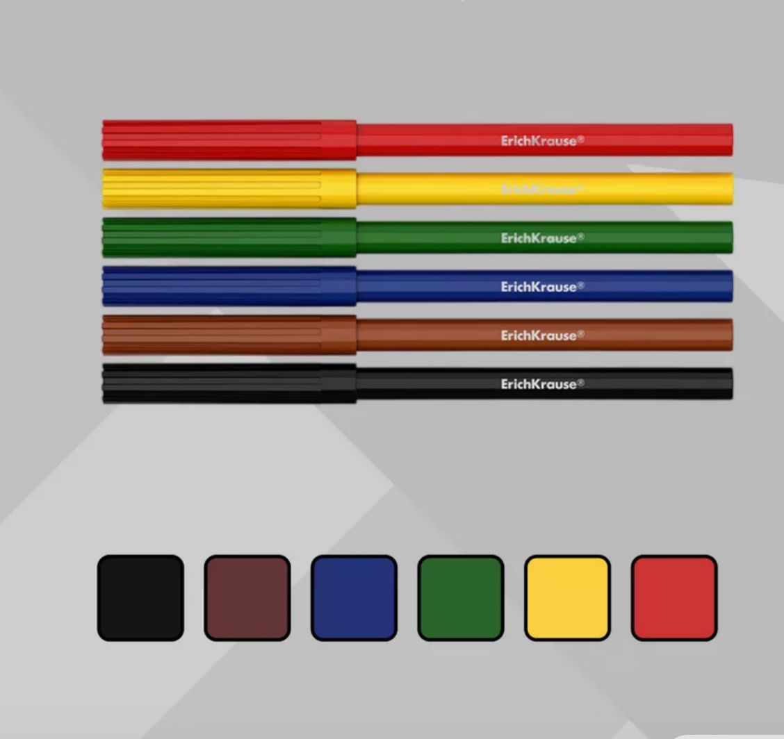 Фломастеры ErichKrause 6цв арт.EK33049 Фломастеры ErichKrause 6цв арт.EK33049