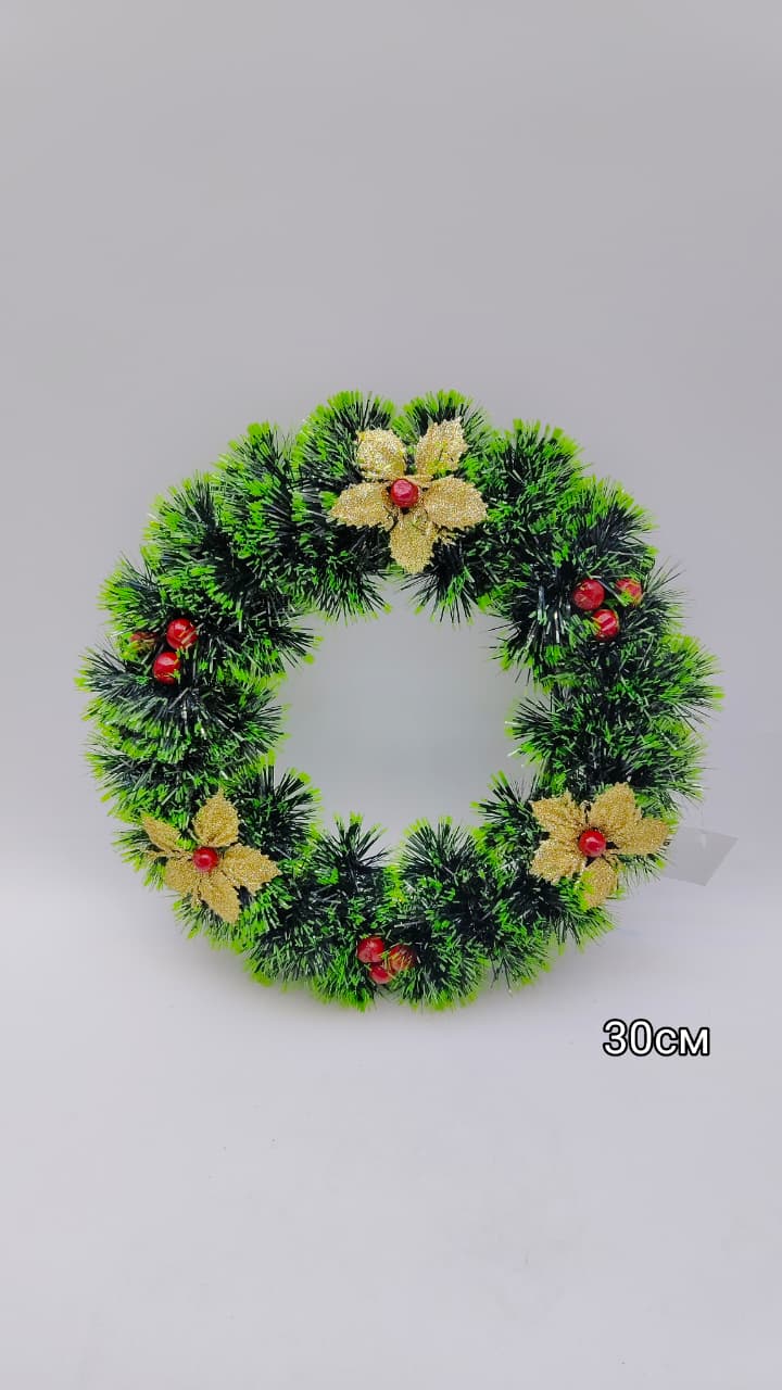 Декор новогодний Венок с мишурой арт.6394-3 1600тг Декор новогодний Венок с мишурой арт.6394-3 1600тг