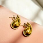 Серьги Bottega капля титан арт.tr1779 золото