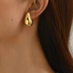 Серьги Bottega капля титан арт.tr1779 золото