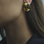 Серьги Круглые титан мятый 2,5см арт.tr1791 золото