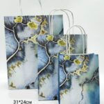 Пакет подарочный 31*24см Мрамор арт.yxlp-l-835d серый