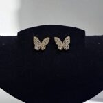 Серьги титан Бабочки со стразами арт.tr2173 золото