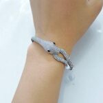 Браслет титан большая Змейка со стразами арт.tr1786 серебро