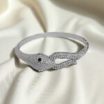 Браслет титан большая Змейка со стразами арт.tr1786 серебро