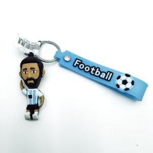 Брелок Футболист 7см арт.235-10 Месси бело-голубой
