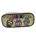 Пенал Лабубу 2 отдела со звездочками арт.t2722-2017 коричневый,розовый,бежевый