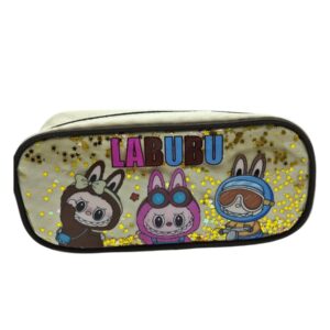 Пенал Лабубу 2 отдела со звездочками арт.t2722-2017 коричневый,розовый,бежевый