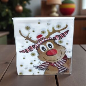 Салфетки новогодние 16,5*16,5см уп 20шт Олень