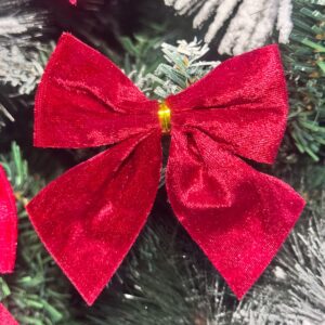 Бантики новогодние бархат 4шт красные арт.6372-35