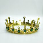 Корона металл арт.tr939 золото с зеленым