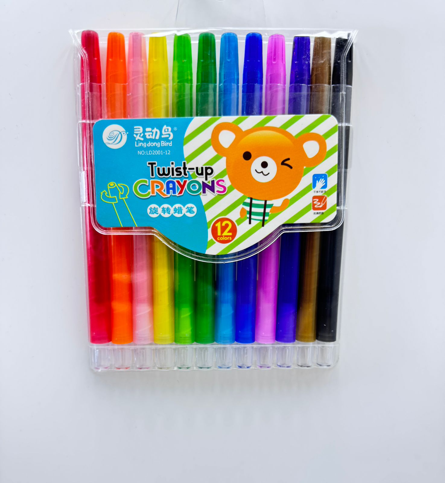Карандаши восковые Twist-up 12цв арт.LD2001-12 Карандаши восковые Twist-up 12цв арт.LD2001-12